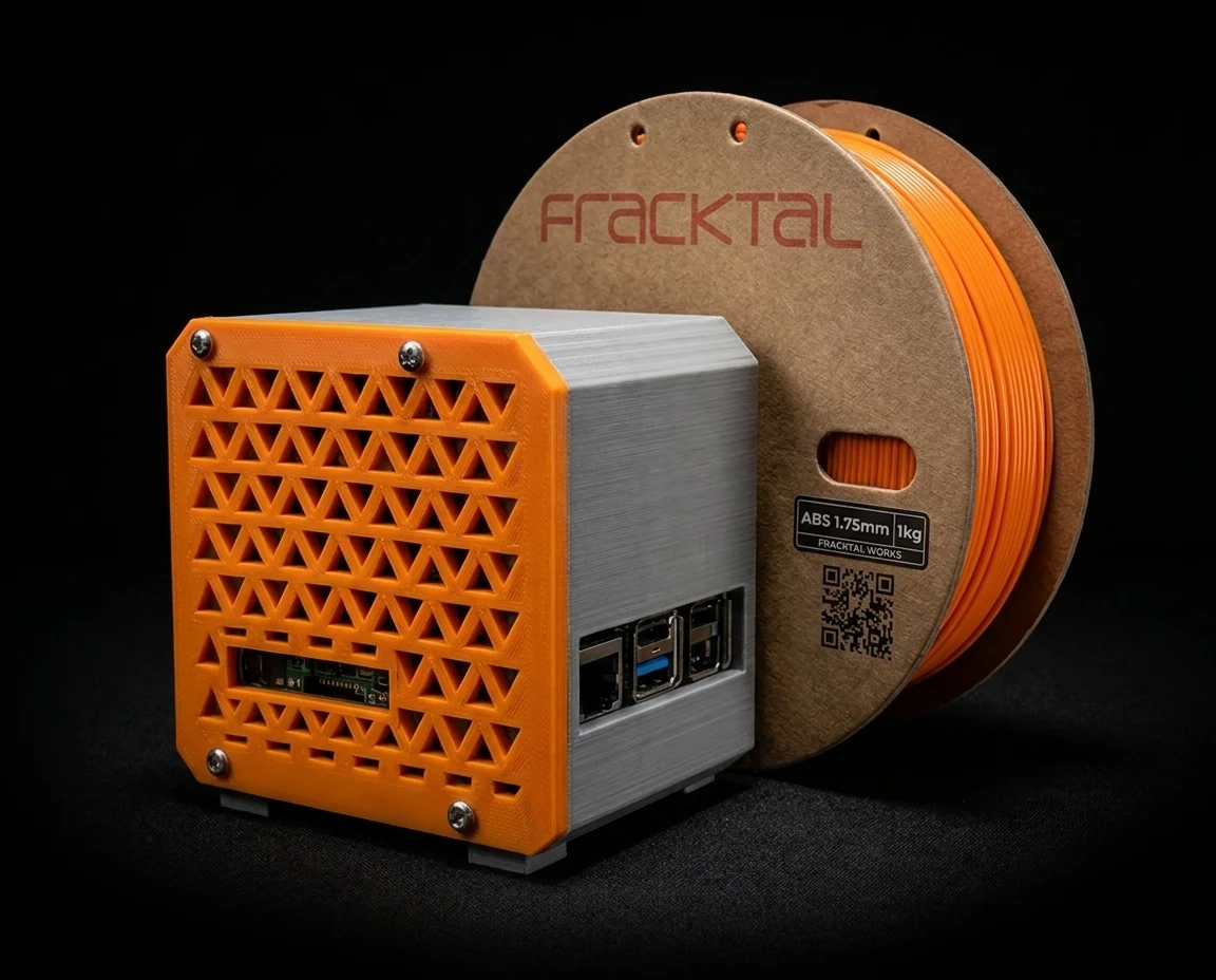 ABS filament spool with a 3D-printed enclosure