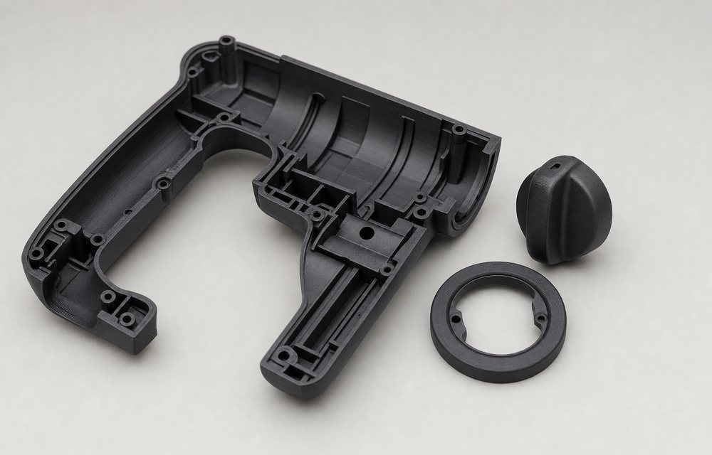 3D printed black ABS parts for consumer products
