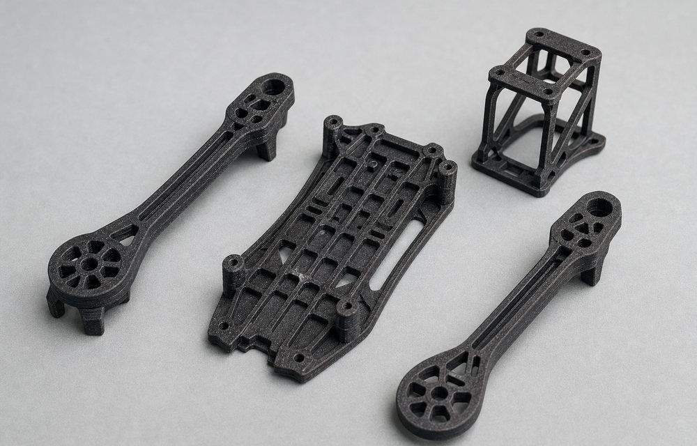 3D printed carbon-fibre nylon drone airframe components