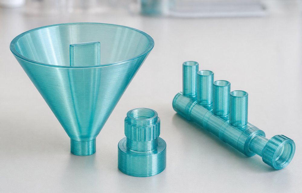3D printed PETG chemical-resistant laboratory equipment