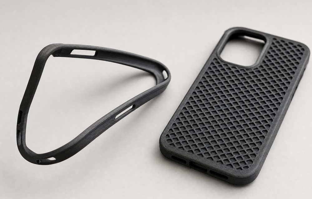 3D printed flexible black TPU parts for consumer and protective