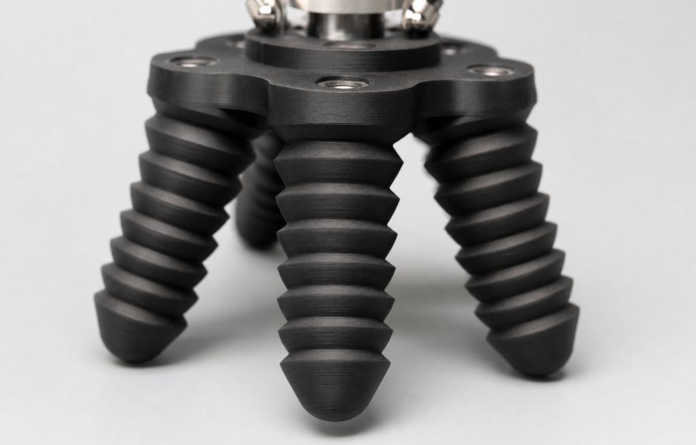 3D printed flexible black TPU parts for r&d and prototyping