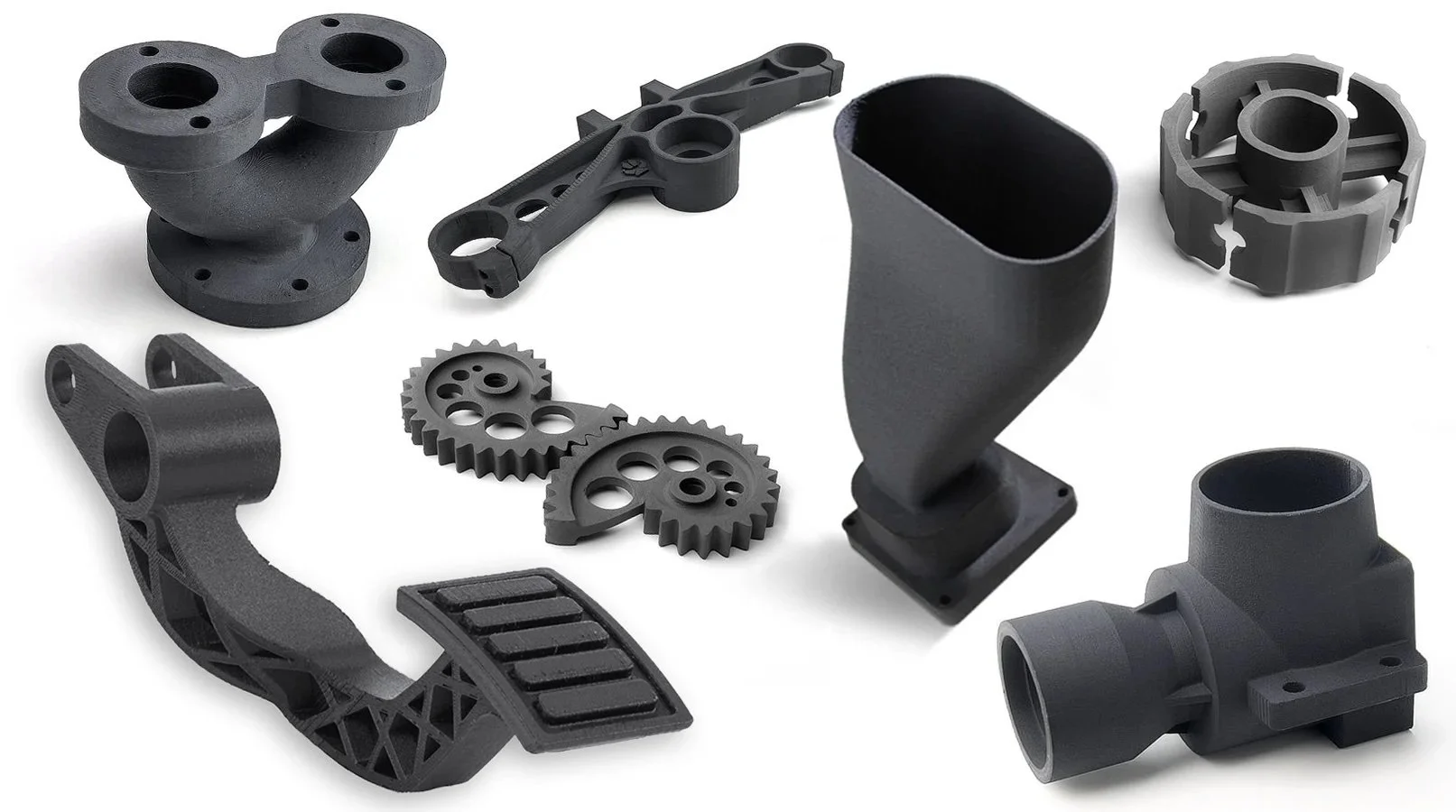 Matte black carbon-fiber nylon 3D printed end-use automotive part