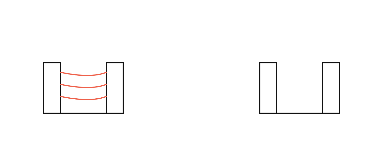 Stringing between two towers, and the same pair printed clean