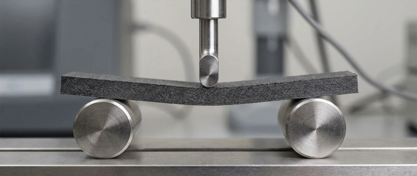 CF-PA bracket on precision scale in aerospace workshop