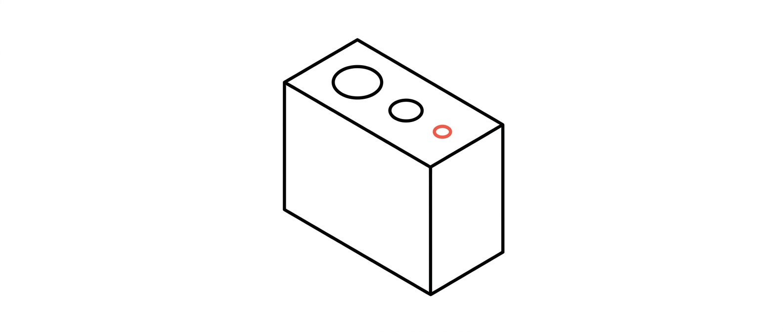 Technical diagram showing the minimum printable hole diameter for carbon fibre nylon parts