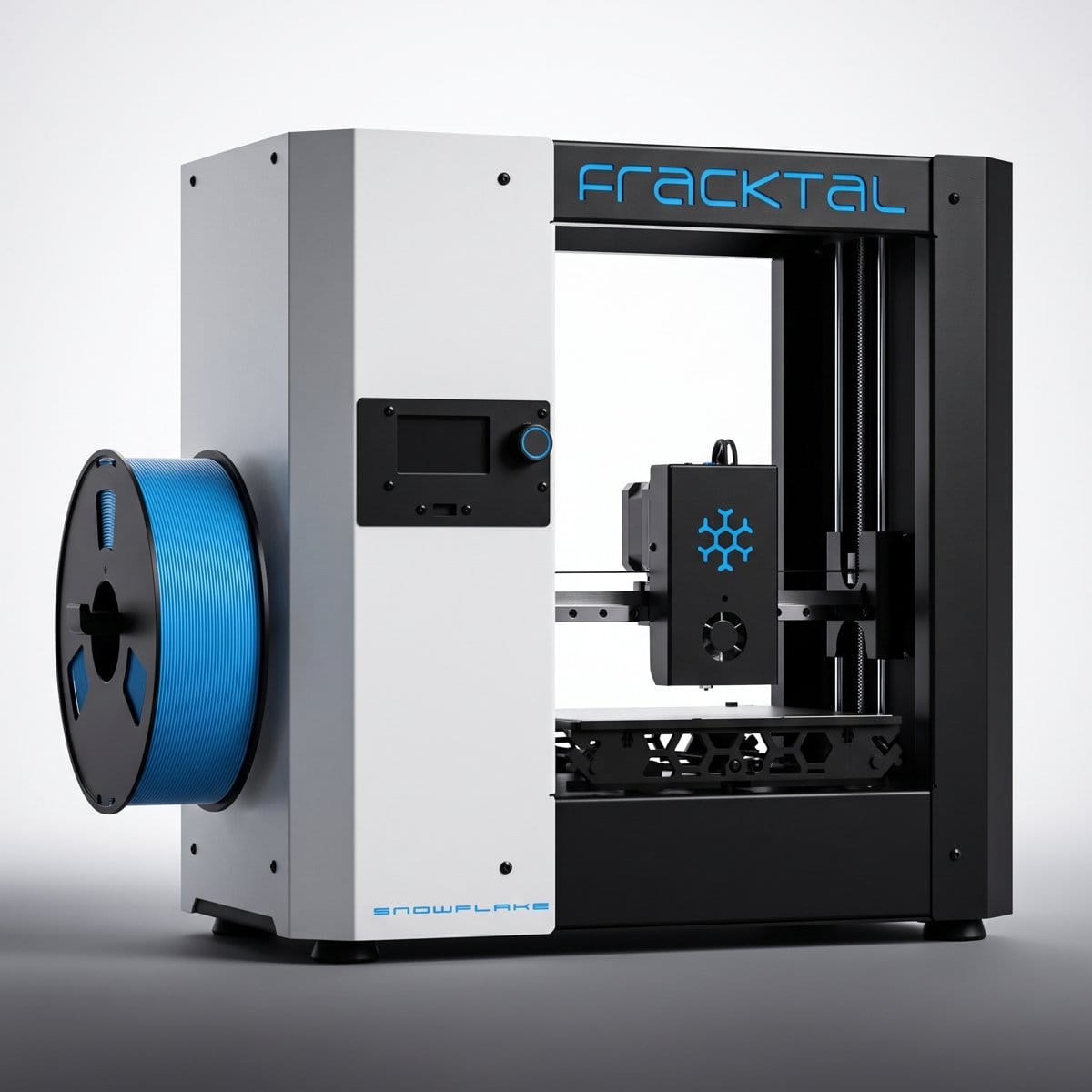 Snowflake desktop 3D printer by Fracktal Works, 3/4 studio render