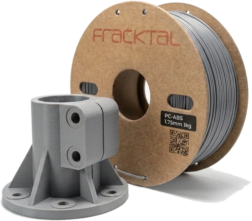 PC-ABS 3D printed filament spool with durable engineering plastic part
