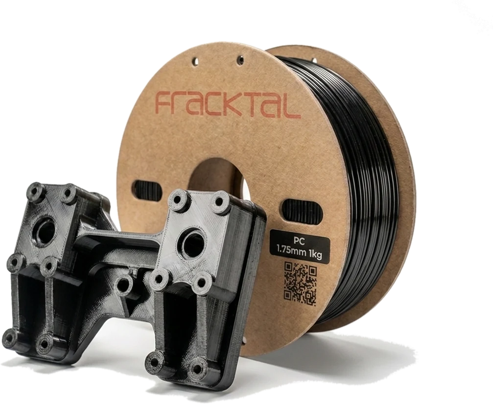 Polycarbonate PC 3D printed filament spool with transparent lens part
