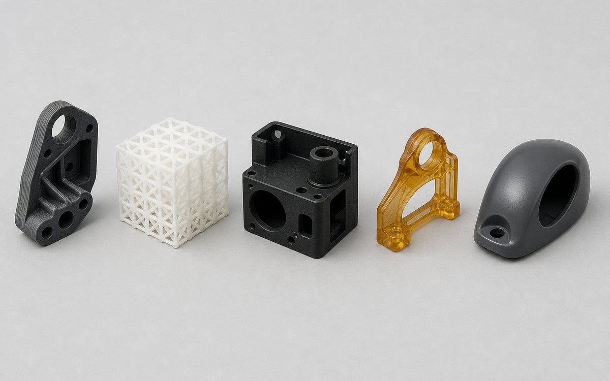 Parts made by five different manufacturing processes