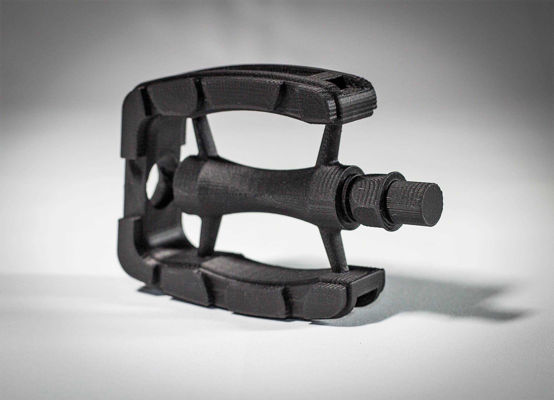 Black FDM 3D printed functional part for sports and performance equipment