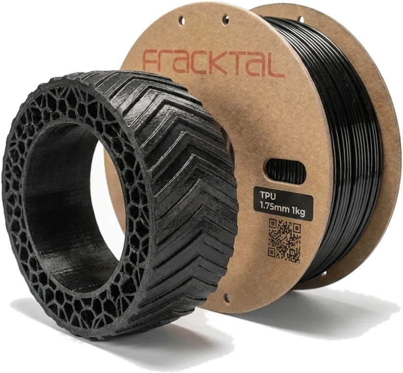 TPU 95A 3D printed filament spool with flexible black gasket part