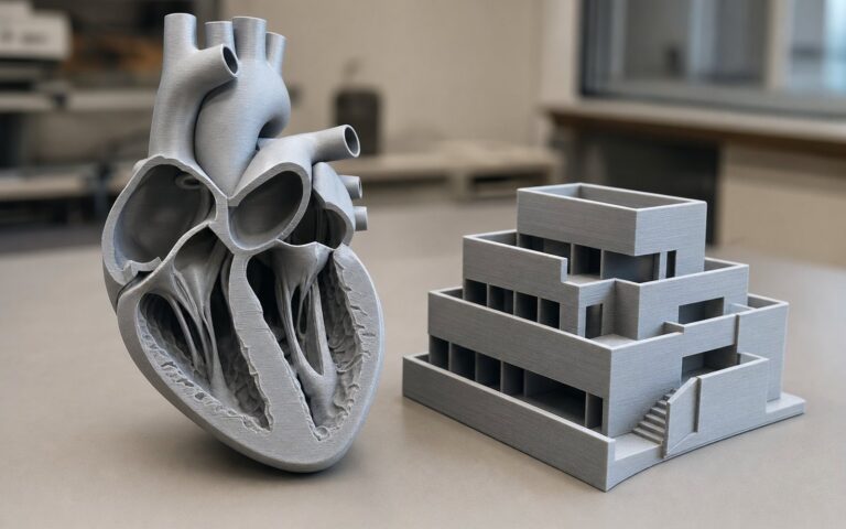 3D printed teaching models laid out for a classroom