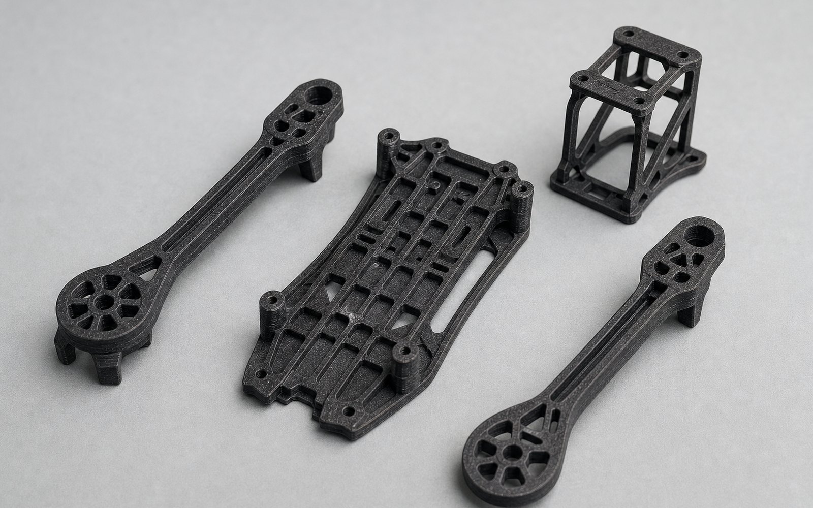 3D printed carbon-fibre nylon drone airframe components