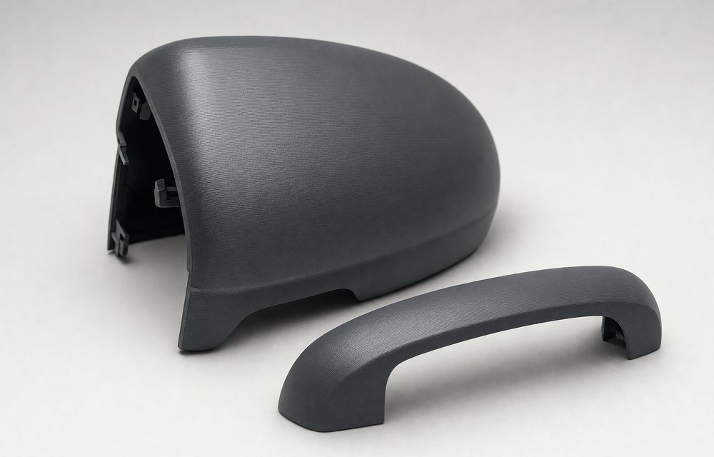 Wing mirror housing 3D printed in ASA