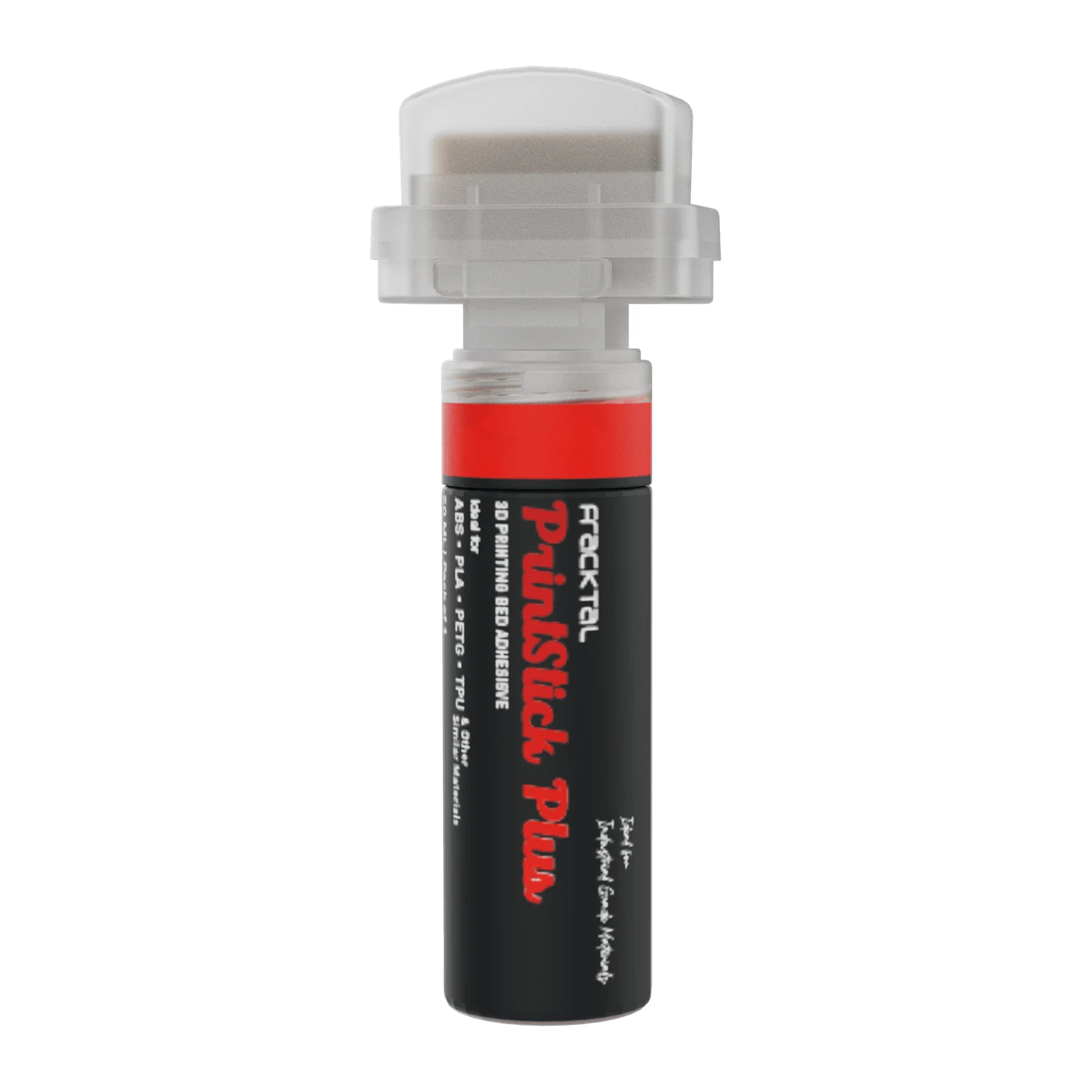 A PrintStick Plus 50 ml bed-adhesive applicator, cap on
